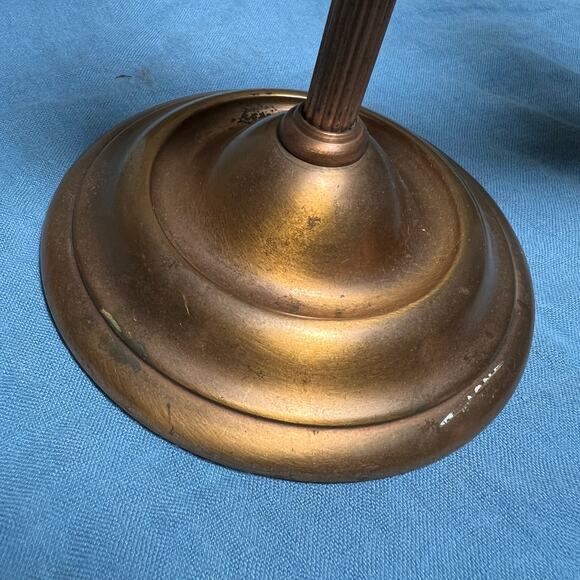 Vintage 30s Copper Desk Lamp and Clip Shade Black Iron Detail Cloth Cord - Picture 6 of 10